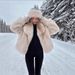 Luxury Faux Fox Fur Coat Women’s Fashion Winter Jacket With Oversized Lapel – Soft & Fluffy Faux Fur Coat, Elegant Commuter Style, Beige_ecoleips.com