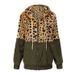 Women's Fleece-Lined Leopard Print Hooded Zip-Up Sweatshirt – Oversized Fit, Winter Warmth, Polyester Velvet (White/Khaki/Red/Green/Black)_ecoleips.com