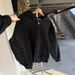 Women's Clothing Unisex Oversized Hoodie With 3D Rhinestone Shoulder Pads – Streetwear Pullover Sweatshirt Graphic Zip-Up Hooded Jacket (Black, S-XXL)_ecoleips.com