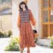 2024 Bohemian Tassel Sleeve Sun Protection Spring Summer Long Women's Vintage Ethnic Style Printed Red Dress_ecoleips.com