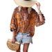 Women's Clothing Spring And Summer Ruffled Long Sleeve New Printed Loose Fashion Single Breasted Top_ecoleips.com