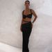 Women's Clothing Sexy Solid Color Backless Small Camisole Hip Skirt Suit_ecoleips.com