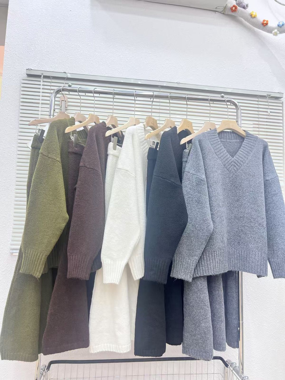 Effortless Knit Sweater & Midi Skirt Set – Oversized V-Neck Pullover + Flowy A-Line Skirt (Wool-Like Acrylic Blend) In Mustard_ecoleips.com