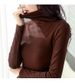 2025 Autumn And Winter Turtleneck Velvet Bottoming Shirt Women's Long-sleeved Solid Color Korean Version Women's Clothing Warm, Slim And Thin T-shirt_ecoleips.com