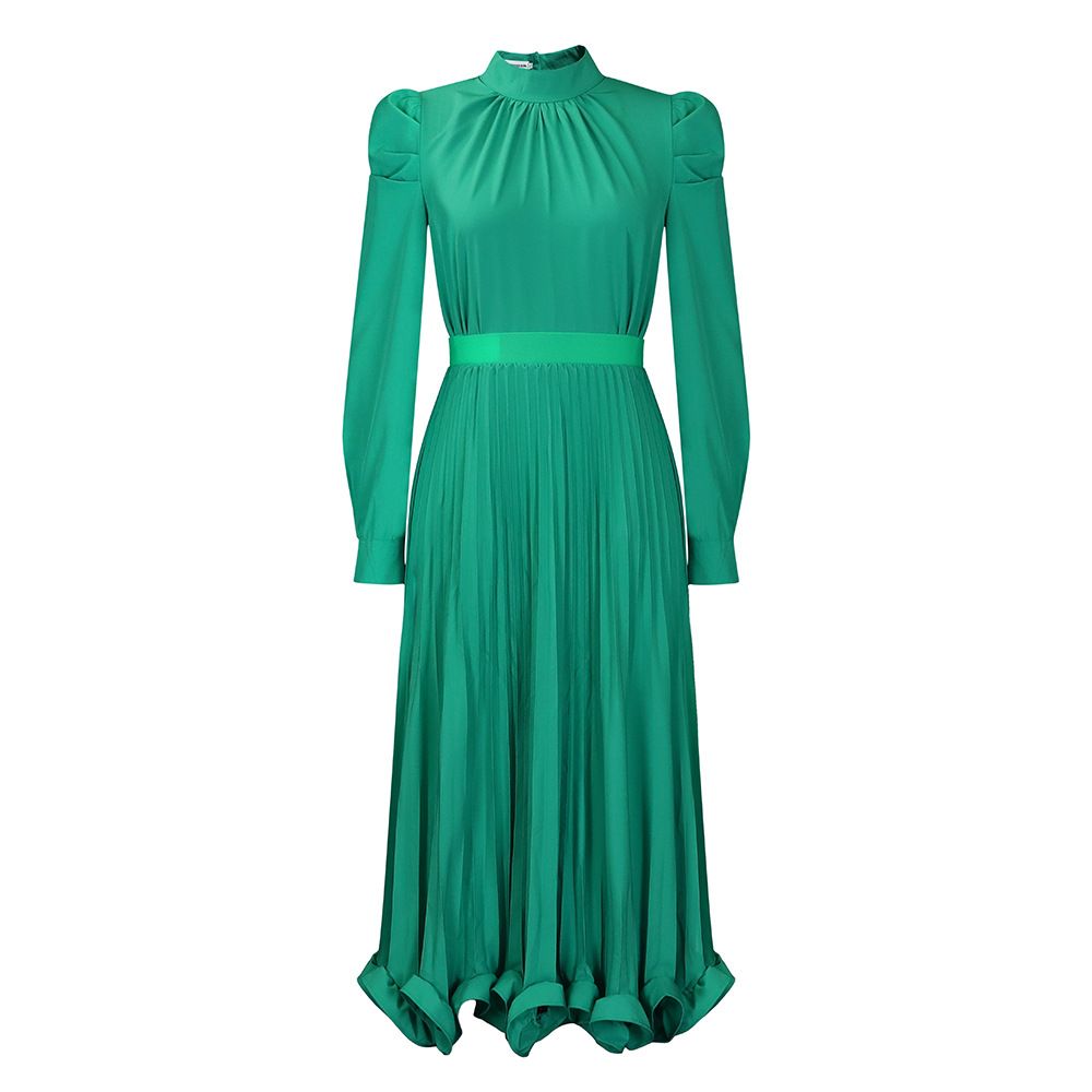 Women's Clothing women's autumn puff sleeve top pleated skirt two piece suit_ecoleips.com