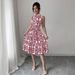 Women's Clothing Summer New Fashion Print Sleeveless Tie Waist Dress_ecoleips.com