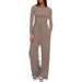 Women's Clothing Elegant Casual Set: Pleated Top With High-Waisted Wide-Leg Pants – Wrinkle-Free Polyester, Comfortable Lounge & Sportswear_ecoleips.com