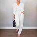 Women's Clothing Solid Color Satin Short Sleeved Tops And Pants Suit Women_ecoleips.com
