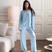 European And American Cross-Border Milk Silk Sleeve Long Pants Loose Wearable Comfortable Pajama Set Autumn_ecoleips.com