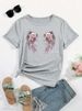European And American Cross-border Foreign Trade Women's Floral Butterfly Round-neck Printed Short-sleeve T-shirt Top_ecoleips.com