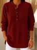 2026 Cross-Border European And American Autumn Winter New Corduroy Solid Color Loose Casual V-Neck Button Long Sleeve_ecoleips.com
