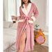 Aria Basics Cross-Border Coral Fleece Large Lapel Pajamas For Women, Autumn Winter New European And American Style, High-End_ecoleips.com