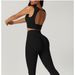 European American Style Brushed Fabric Backless Tight Set Women, High-waisted Butt-lifting Sports Outfit For Running,_ecoleips.com