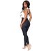 Women's Clothing Slim Fit High Waisted Buckle Elastic Leg Pants With Holes_ecoleips.com
