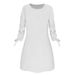 Autumn Solid Color Round Neck Dress Casual O-Neck Skirt Wholesale_ecoleips.com