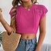 Women's Clothing Spring And Summer Casual Solid Color Cable Knitted Short Sleeve Sweater Vacation Short Navel Top_ecoleips.com