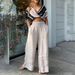 Women's Clothing Elegant V Neck, High Waist, Exposed Navel, Bat Sleeves, Bell Pants Fashion Suit_ecoleips.com