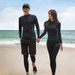 Men's & Women's Quick-Dry Wetsuit - UPF 50+ Sun Protection | Long Sleeve Rash Guard & Pants Set For Diving/Surfing (Black/Blue, S-XXL)_ecoleips.com