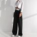 Women's Clothing High Waist Temperament Elegant Contrast Color Cross Waist Wide Leg Trousers_ecoleips.com