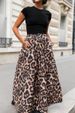 Style 2025 Spring Summer New Leopard Print Pleated Flared Midi Skirt For Women_ecoleips.com