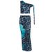 Women Fashion Elegant Printed One Shoulder Strappy Slim Fitted Top Low Waist Long Dress Two Piece Set Party Casual Outfit135_ecoleips.com