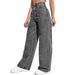Women's Washed Straight Leg Jeans - Loose Fit Retro Denim Pants For Casual Wear (Versatile Style)_ecoleips.com