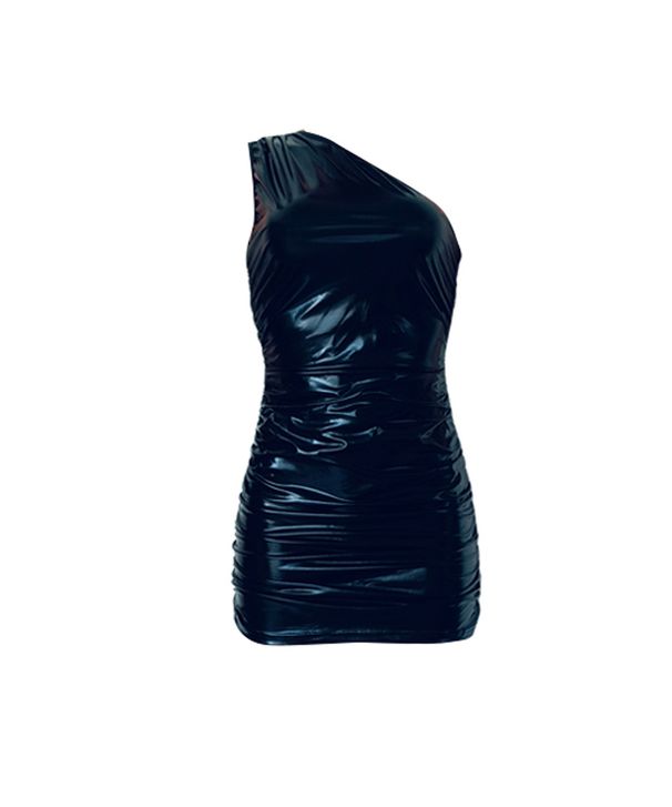 Women's Slim Fit One Shoulder Gathered Nightclub Dress Fashionable Fluorescent Tight Fitting Casual Elegant Summer Dress_ecoleips.com