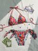 Cute Floral Print Three Piece Drawstring Bikini Sexy Two-Piece Hot Spring Swimsuit Women's Clothing_ecoleips.com