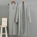 Women's Russian Fashion V Neck Sleeveless Dress Set Casual Loose Jacket Two-Piece Outfit_ecoleips.com