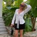 Elegant Sexy Girl Twisted Butterfly Long Sleeve V-Neck Top Knitted Stretch Solid Color Pullover European American Style Women's Clothing_ecoleips.com