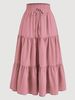 Women's Floral Print Bohemian Wrap Skirt - Elastic Waist A-Line Midi Skirt For Summer Vacation & Casual Wear_ecoleips.com