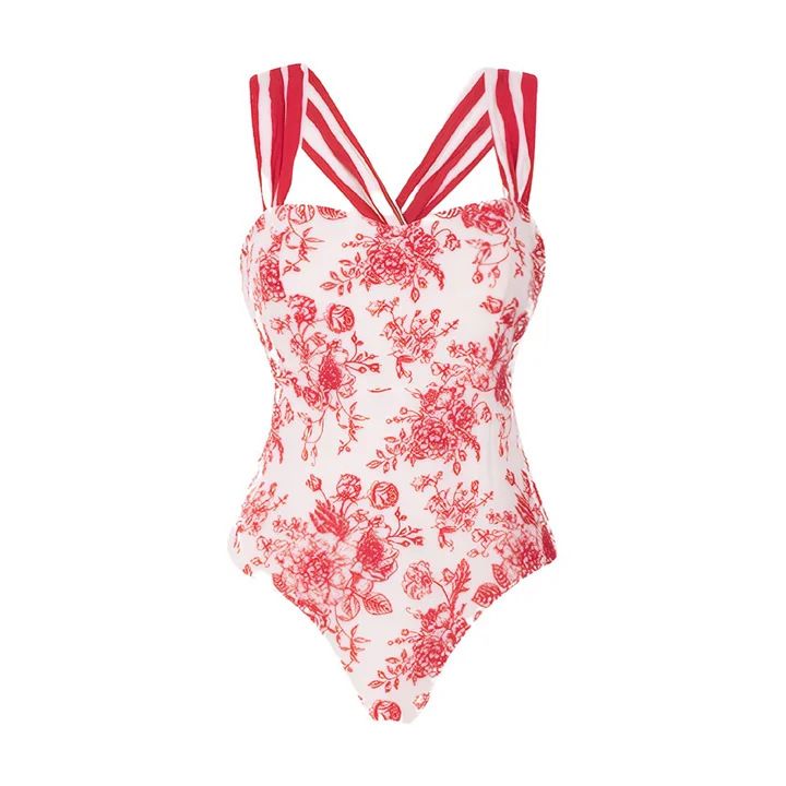 Sweet Floral Design One Piece Swimsuit Set New Swimwear For Women_ecoleips.com