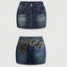 Women's Low Waisted Union Jack Embroidered Denim Mini Skirt Patterned Bodycon Sexy European American Style_ecoleips.com