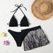 Conservative European American Style Women's Swimsuit Solid Color Three Piece Set Push Up Sports Bikini Tight Fitting_ecoleips.com