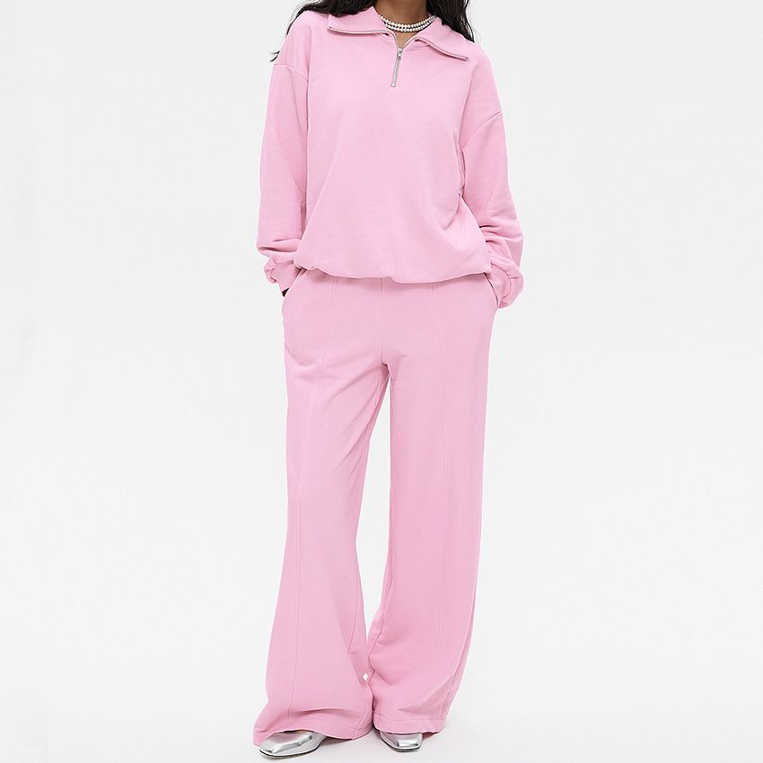 Women's Clothing Autumn New Lapel High Waist Trousers Loose Sweater Suit Sports Two Piece Suit_ecoleips.com