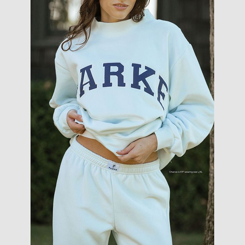 Winter New Arrival Women's Sweatshirt North American Niche PARKE Letter Applique Embroidery Stand Collar Cotton Loose Fit_ecoleips.com