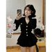V-Neck Knit Set – Slim Fit Long Sleeve Top & Tiered Ruffle Skirt (White/Black) – Balletcore Outfit S To Xl_ecoleips.com
