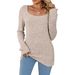 Women's Clothing Autumn Winter Square Neck Ribbed Brushed Long Sleeve Oversized Tunic Top For Women - Casual Loose Fit Soft Fabric In Wine Red_ecoleips.com