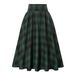 K High-waisted Plaid Full-skirt Fashion Women's Plaid Elastic Waist A-line Skirt_ecoleips.com