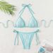 Women's Clothing Slimming Backless Lace-Up Triangle Bikini American Style Swimsuit Regular Size Polyester_ecoleips.com