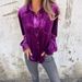 Velvet Blouse For Women – Long Sleeve, Button-Down, Oversized Elegant Shirt In Purple, Burgundy, Brown & Army Green (S-3xl)_ecoleips.com