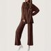 Women's Solid Color Casual Suit round Neck Long Sleeve Wide Leg Pants Spring Autumn Sports Home Wear European American Style_ecoleips.com