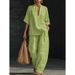 Spring/Summer Women's Loose Casual Comfortable Two Piece Set Simple Solid Color American Style_ecoleips.com