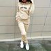 Women's Clothing American Style Autumn Winter Casual Letter Print Hooded Sweatshirt And Pants Two-Piece Set_ecoleips.com
