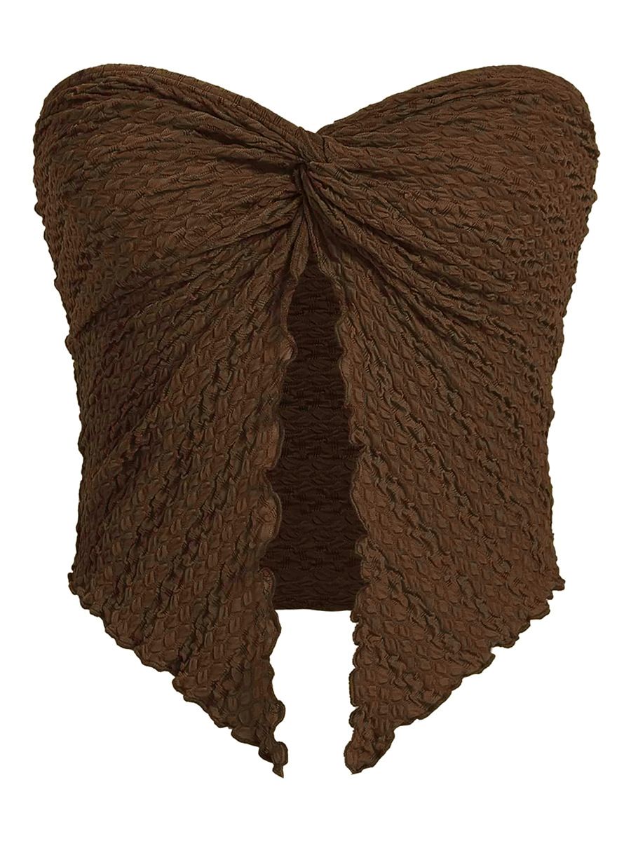 Women's Clothing Sexy Pleated Twisted Tube Top Backless Top_ecoleips.com