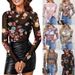 Women's Clothing Hot Selling Pullover High Collar Long Sleeved Lace Floral Mesh Bottoming Shirt T Shirt Female_ecoleips.com