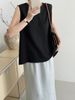 K Design Sense: Back Slit Round Neck Vest, Women's Casual Commuting Versatile Sleeveless Top_ecoleips.com