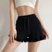 Women's Ruffle Sleep Bottoms Black Gray Loose Sports Shorts Women Summer Casual Elastic Waist Homewear Shorts_ecoleips.com