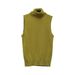 Women's Knitted Sleeveless Vest High Collar Sweater Simple Top Style Autumn New Fashion_ecoleips.com