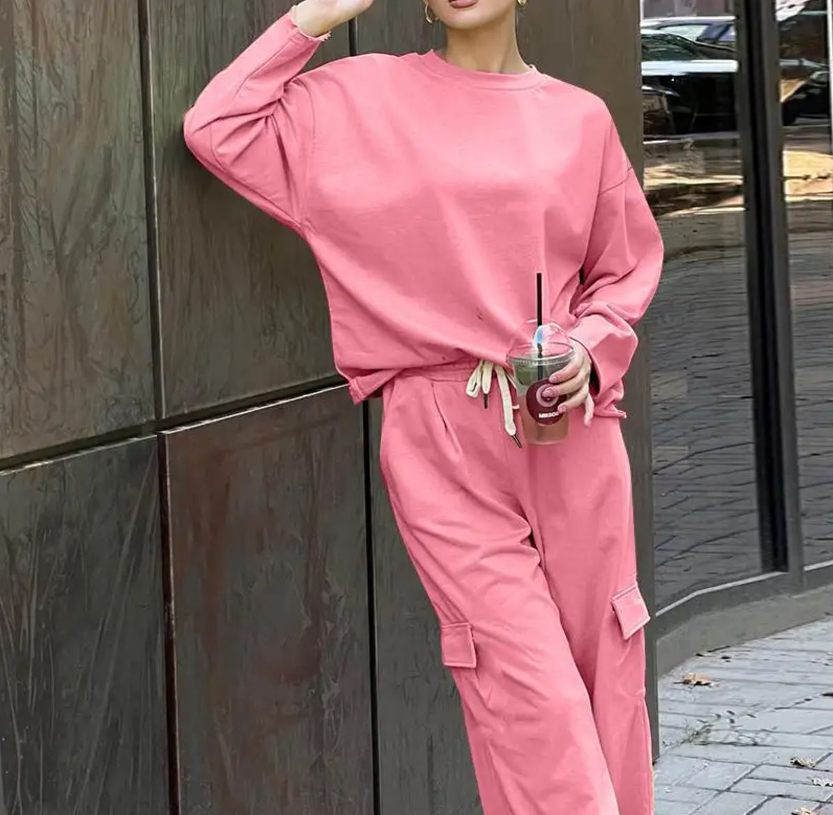 Women's Clothing Autumn And Winter Solid Color Round Neck Pullover Sweatshirt Fashion Casual Trousers Suit New Products_ecoleips.com